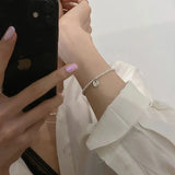 925 Silver Love Heart Bead Bracelet Geometry Ins Jewelry