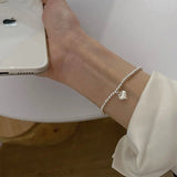 925 Silver Love Heart Bead Bracelet Geometry Ins Jewelry
