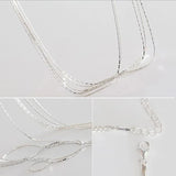 925 Silver Multi-layer Necklace Short Chokers Necklaces for Women