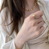925 Silver Pearl Zircon Ring for Women Bead Banquet Sweet