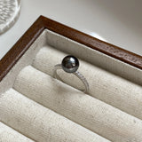 925 Silver Pearl Zircon Ring for Women Bead Banquet Sweet
