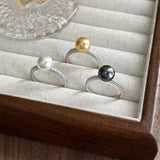 925 Silver Pearl Zircon Ring for Women Bead Banquet Sweet