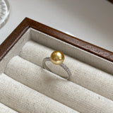 925 Silver Pearl Zircon Ring for Women Bead Banquet Sweet