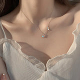 925 Silver Unicorn Rainbow Necklace Student Clavicle Chain
