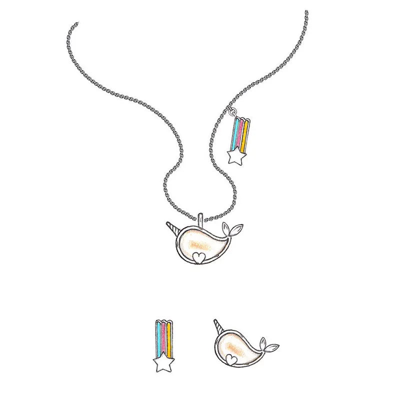 925 Silver Unicorn Rainbow Necklace Student Clavicle Chain