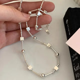 925 Silver Bead Geometry Necklace Women Choker Jewelry