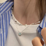 925 Silver Bead Geometry Necklace Women Choker Jewelry