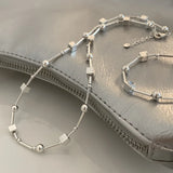 925 Silver Bead Geometry Necklace Women Choker Jewelry