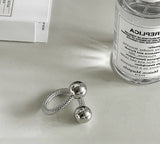 925 Silver Bead Ring Women's Woven Chain Hip-hop Adjustable Jewelry