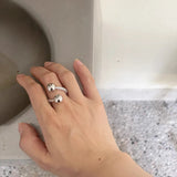 925 Silver Bead Ring Women's Woven Chain Hip-hop Adjustable Jewelry