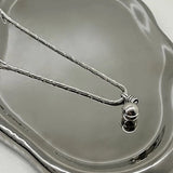 925 Sterling Silver Bead Snake Bone Chain Necklace for Women Girl