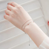 925 Silver Beaded Chain Bracelet Double Layer Jewelry
