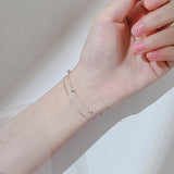 925 Silver Beaded Chain Bracelet Double Layer Jewelry