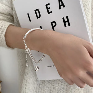 925 Silver Bracelet Bead Chain Tassel Pendant Wedding Jewelry