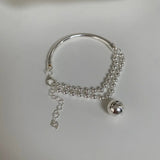 925 Silver Bracelet Bead Chain Tassel Pendant Wedding Jewelry
