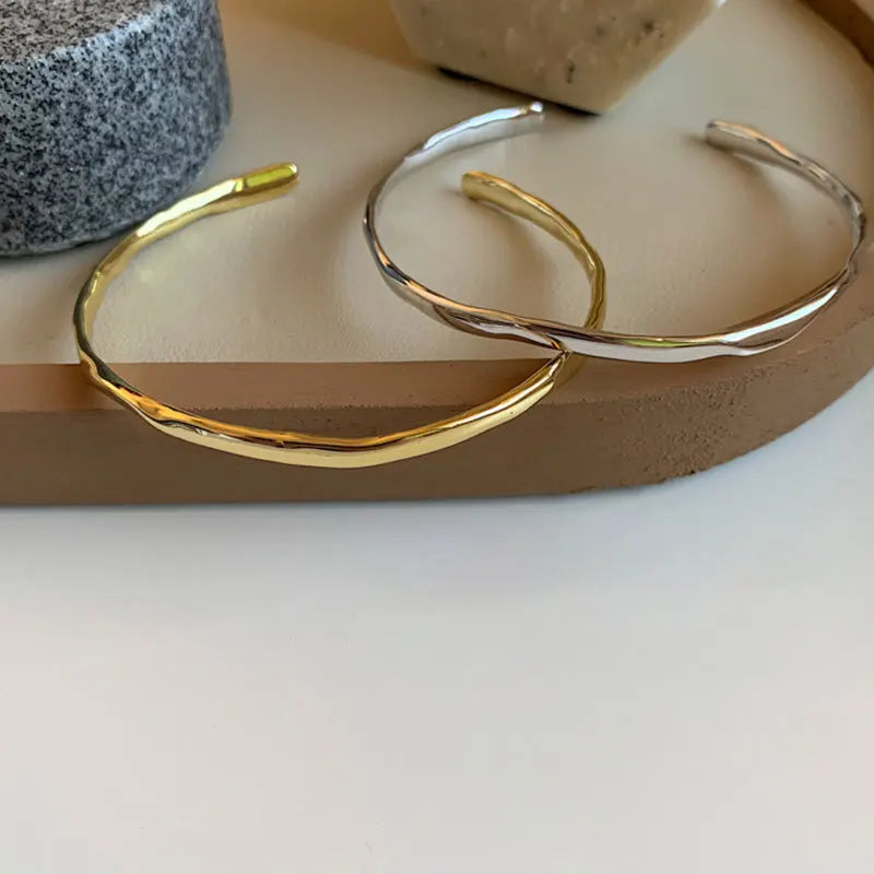 925 Silver Bracelet Vintage Texture Bangles Jewelry