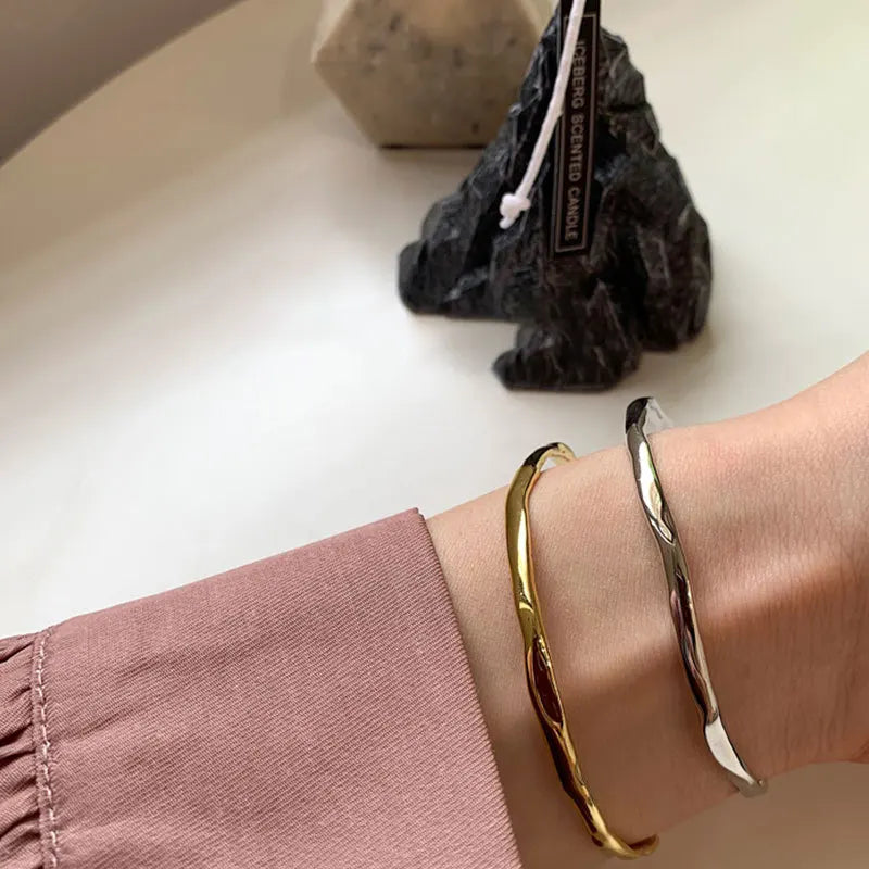 925 Silver Bracelet Vintage Texture Bangles Jewelry