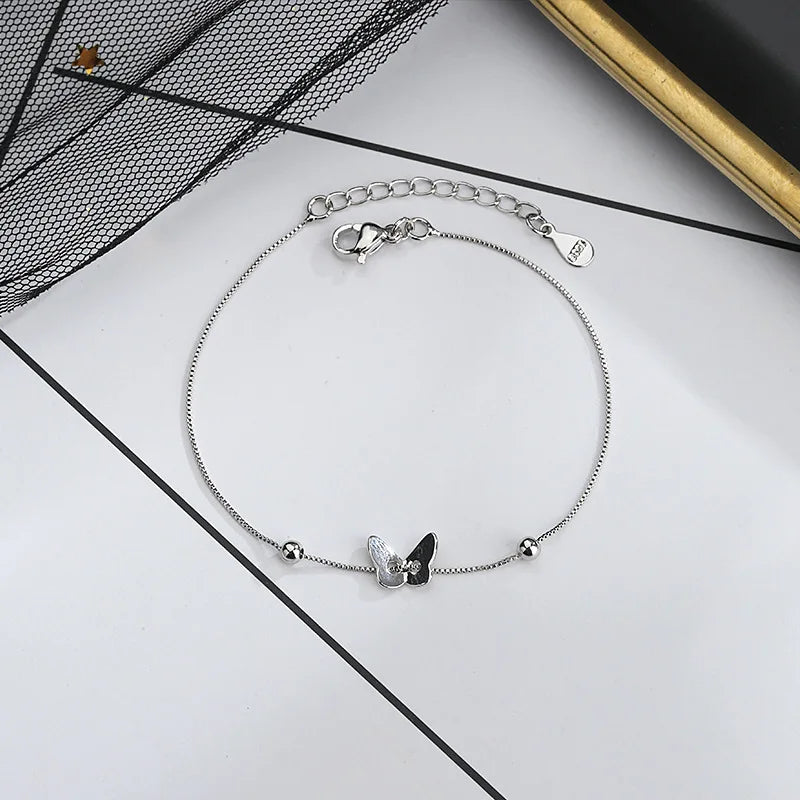 925 Silver Bracelet Women Vintage Butterfly Jewelry