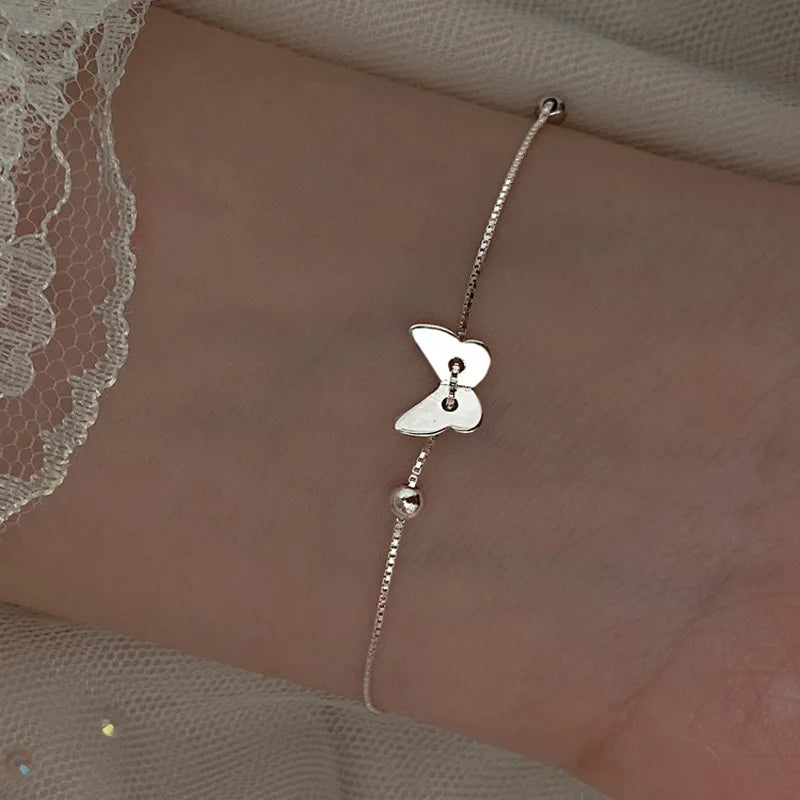 925 Silver Bracelet Women Vintage Butterfly Jewelry