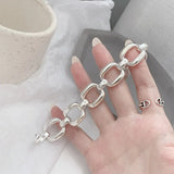 925 Silver Bracelet Women Hip Hop Vintage Chain Geometric Jewelry
