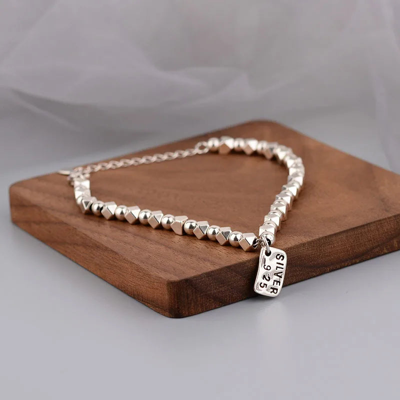 925 Sterling Silver Bracelets for Women Charm Vintage Punk Party Jewelry