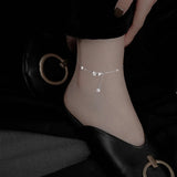 925 Silver Butterfly Anklet Zircon Tassel Bracelet