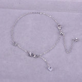 925 Silver Butterfly Anklet Zircon Tassel Bracelet