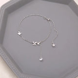 925 Silver Butterfly Anklet Zircon Tassel Bracelet