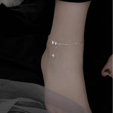 925 Silver Butterfly Anklet Zircon Tassel Bracelet