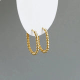925 Sterling Chain Oval Hoop Earrings Geometric French Earrings