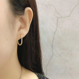 925 Sterling Chain Oval Hoop Earrings Geometric French Earrings