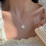 925 Silver Circular Geometry Rose Necklace Dropwise Glaze Jewelry Gift