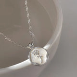 925 Silver Circular Geometry Rose Necklace Dropwise Glaze Jewelry Gift