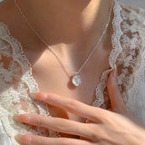 925 Silver Circular Geometry Rose Necklace Dropwise Glaze Jewelry Gift