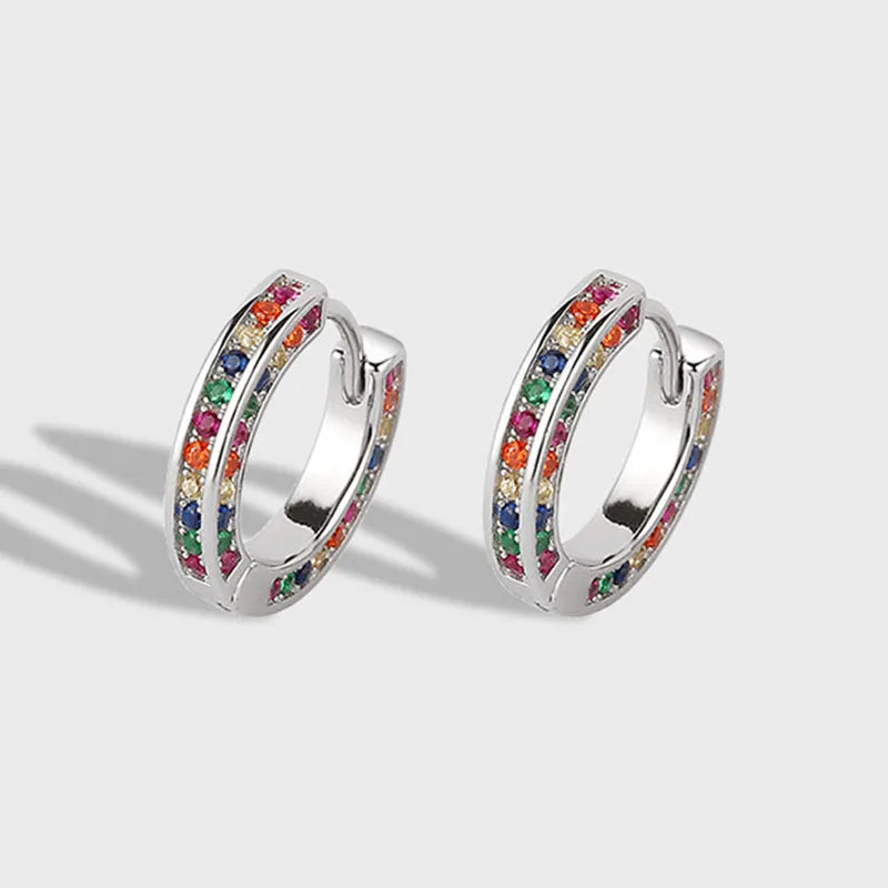 925 Silver Zircon Geometric Earring for Women Girl - Jewelry Gift