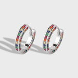 925 Silver Zircon Geometric Earring for Women Girl - Jewelry Gift