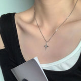 925 Silver Cross Pendant Necklace Women Clavicle Chain Party Jewelry