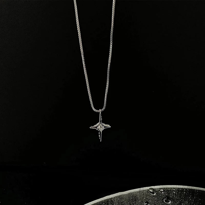 925 Silver Cross Pendant Necklace Women Clavicle Chain Party Jewelry