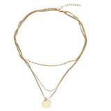 925 Silver Disc Clavicle Chain Multi-layer Necklace
