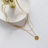 925 Silver Disc Clavicle Chain Multi-layer Necklace