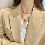 925 Silver Disc Clavicle Chain Multi-layer Necklace