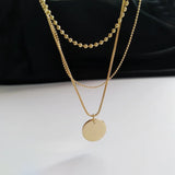 925 Silver Disc Clavicle Chain Multi-layer Necklace