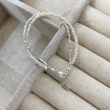 925 Silver Double Layer Pearl Bracelet for Women