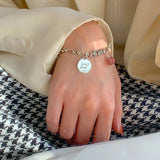 925 Sterling Silver Double Layer Pink Love Letter Bracelet