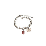 925 Sterling Silver Double Layer Pink Love Letter Bracelet