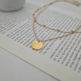 925 Sterling Silver Double Layer Round Disc Pendant Necklace For Women