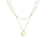 925 Sterling Silver Double Layer Round Disc Pendant Necklace For Women