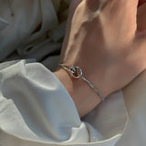 925 Silver Bracelet Double Ring Buckle for Women INS Style