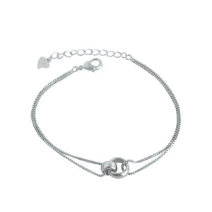 925 Silver Bracelet Double Ring Buckle for Women INS Style