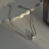 925 Silver Bracelet Double Ring Buckle for Women INS Style